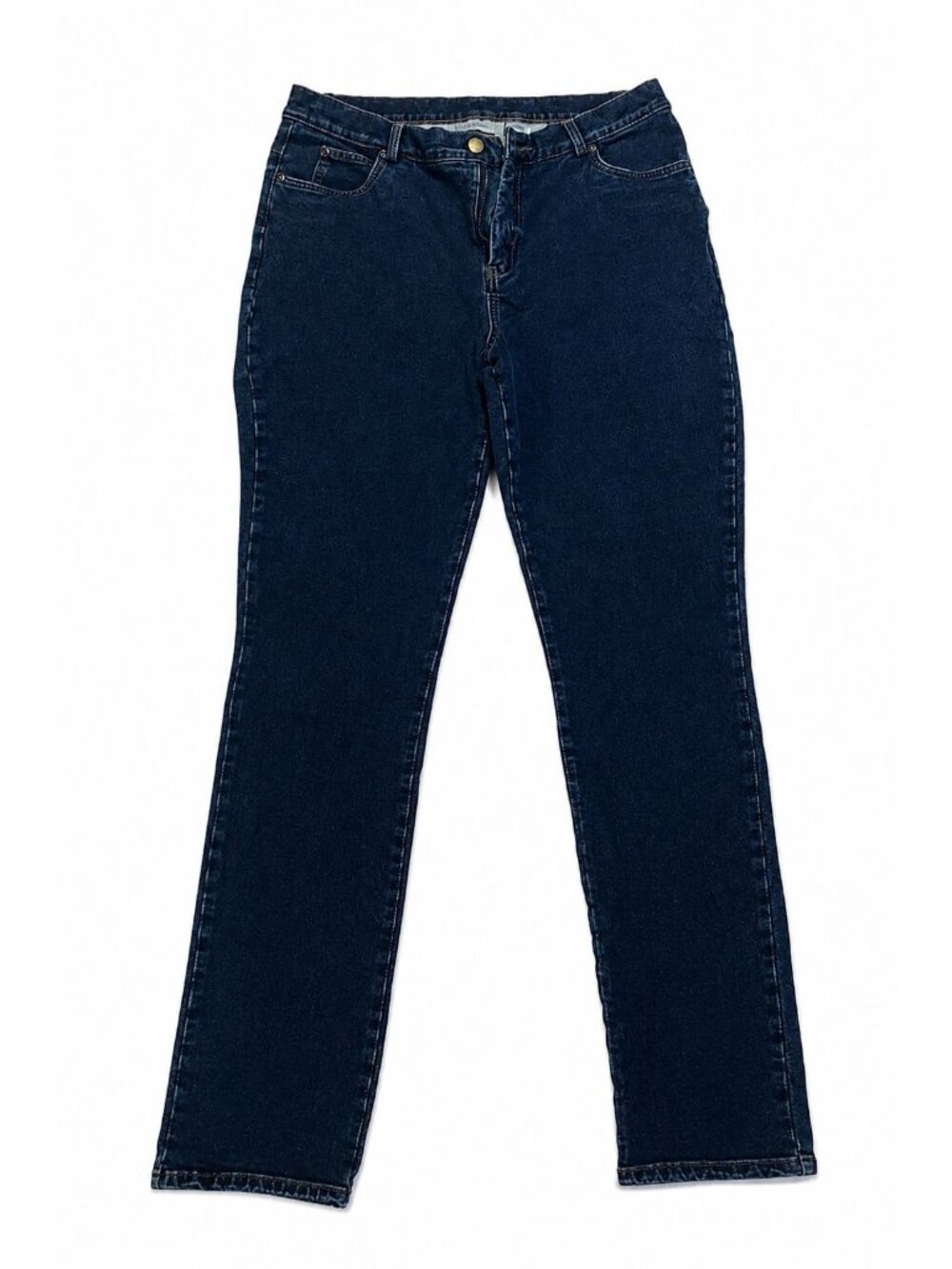 TravelSmith Women's Dark Wash Straight Jeans Size 12 Stretch Denim Travel Pants